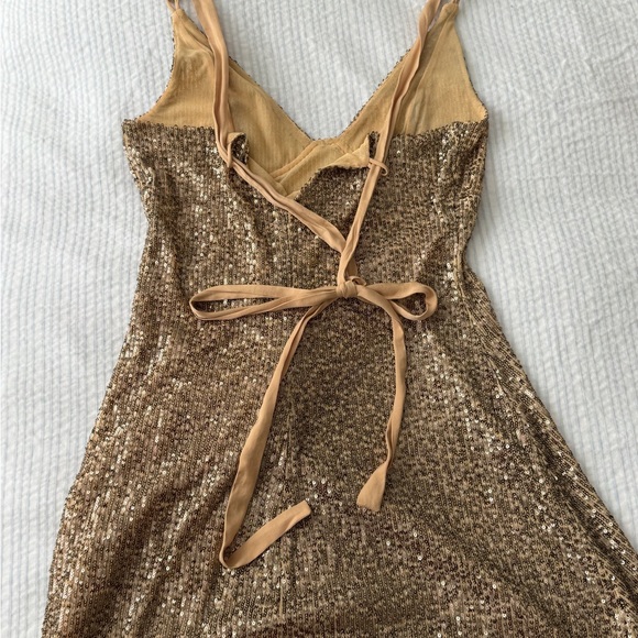 Free People Gold Sequin Mini Dress - Picture 2 of 3